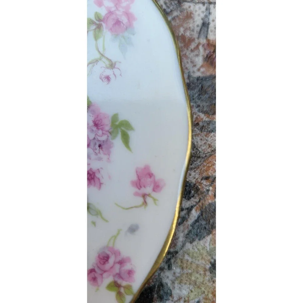 Antique L. Bernardaud Limoges Berry Bowls - Pink Roses, Gold Gilt (Set of 4)
